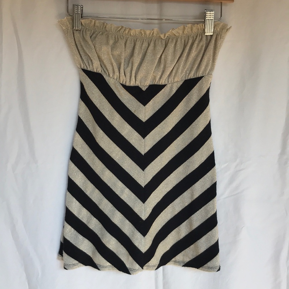 Strapless top black and gold